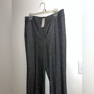 NWT Chicos black & silver plaid sequin wide leg trousers size 14 tall